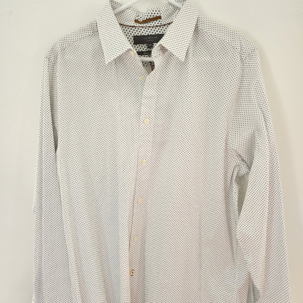 Ted Baker Men's White & Black Flip Cuff Dress Shirt Size 16.5 (Large) NWT $165